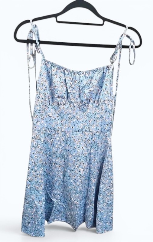 Floral Tie Shoulder Mini Dress Women’s S Holiday Brunch Dress