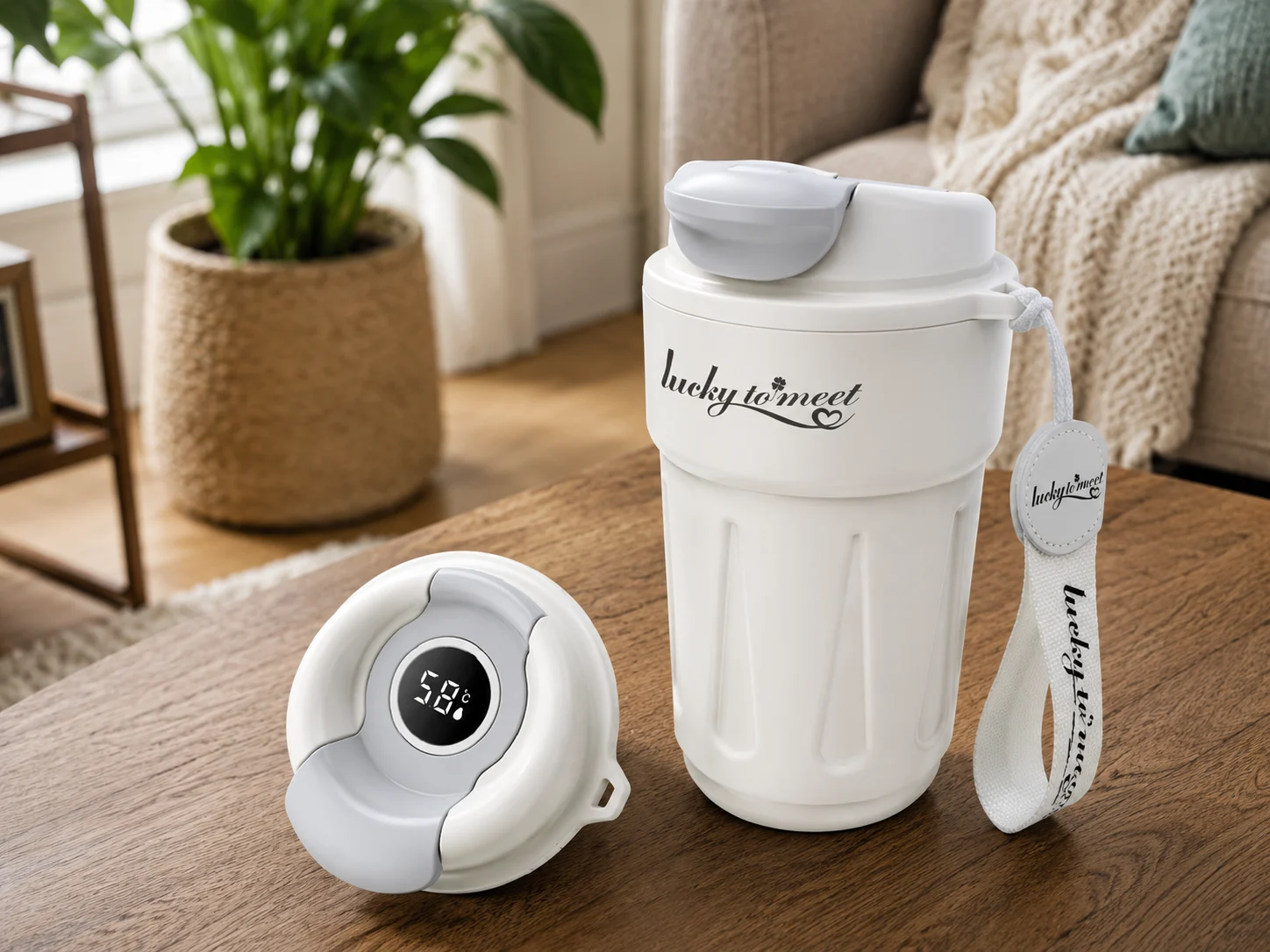 420ml Smart LED Temperature Display Mug – Gradient Stainless Steel Thermal Travel Cup with Leak-Resi