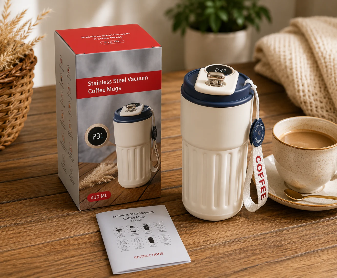 410ml LED Temperature Display Mug – Gradient Stainless Steel Insulated Travel Cup