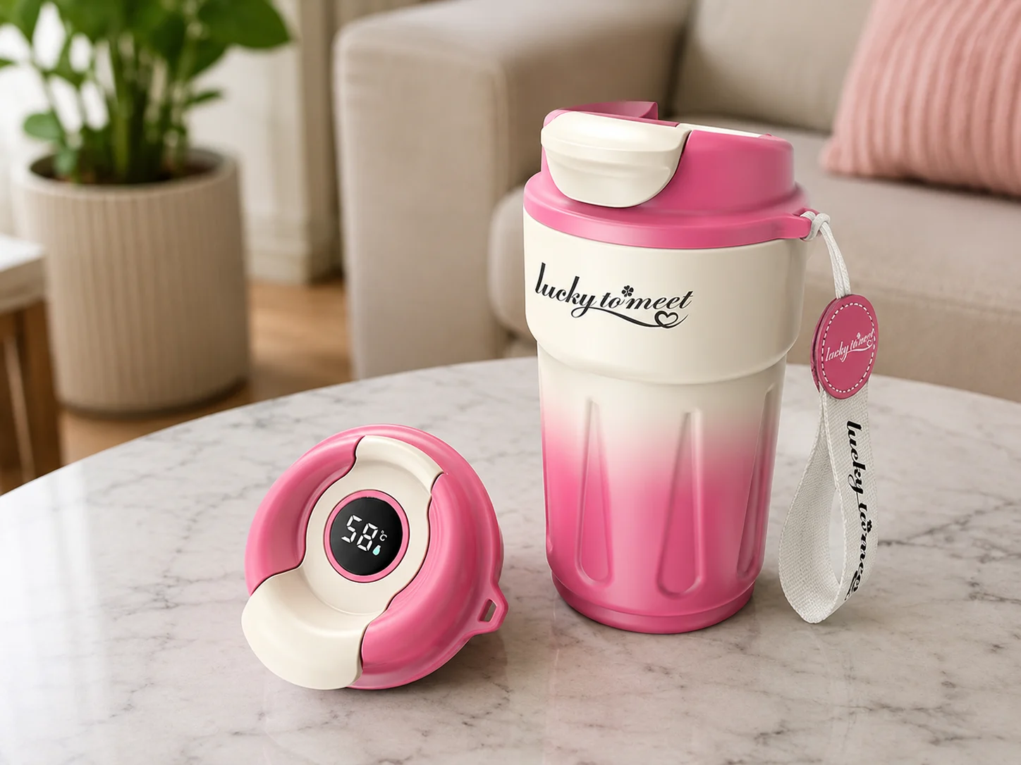 420ml LED Temperature Display Mug – Gradient Stainless Steel Travel Cup