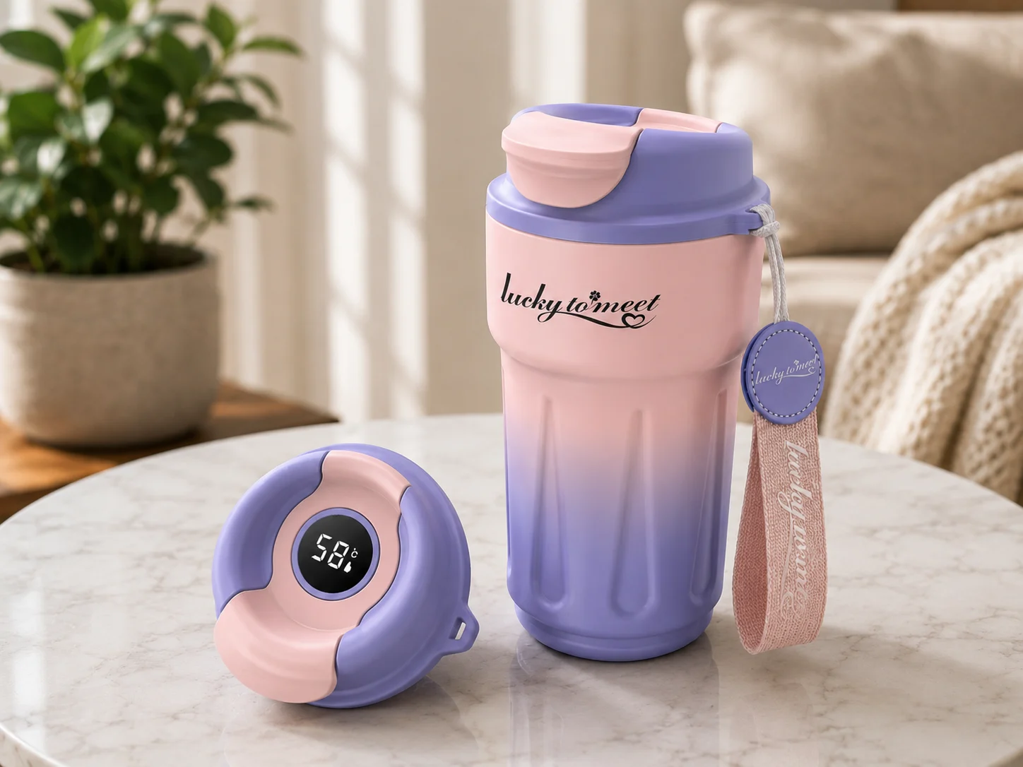 420ml Smart LED Temperature Display Mug – Gradient Insulated Travel Cup