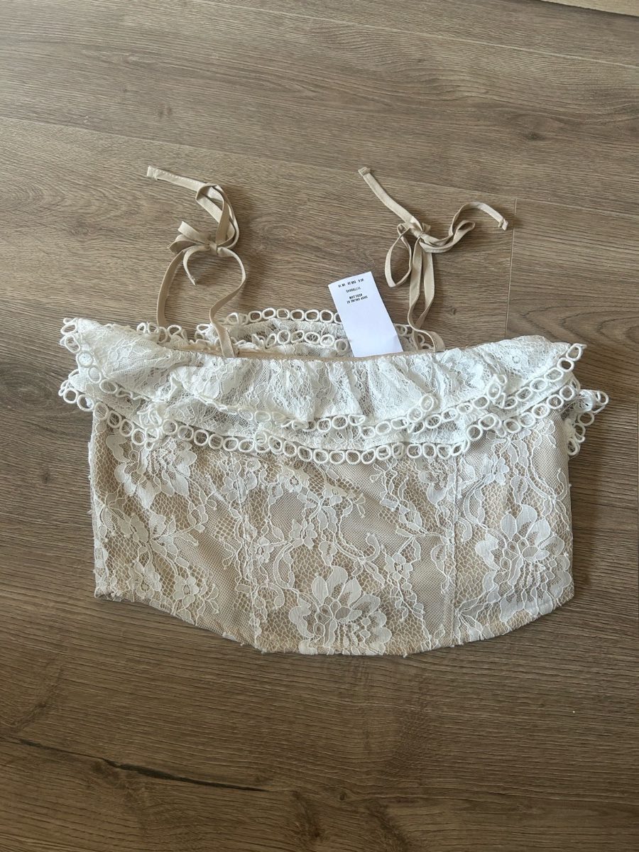 Miss Selfridge BNWT Cream Lace Frill Cami Top UK 10 Coquette Y2K