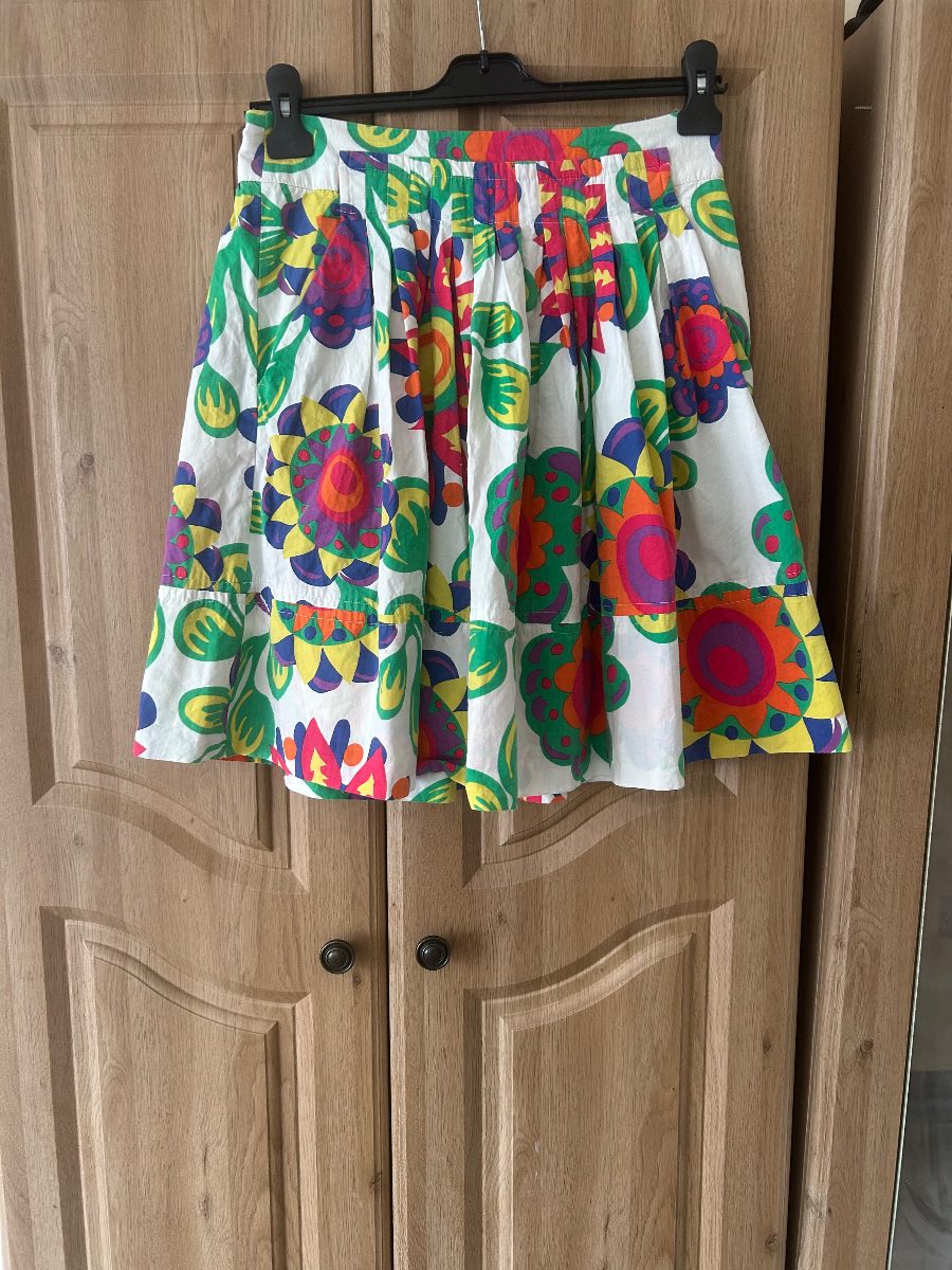 Zara colourful floral print skirt with pockets size S retro boho festival summer cotton
