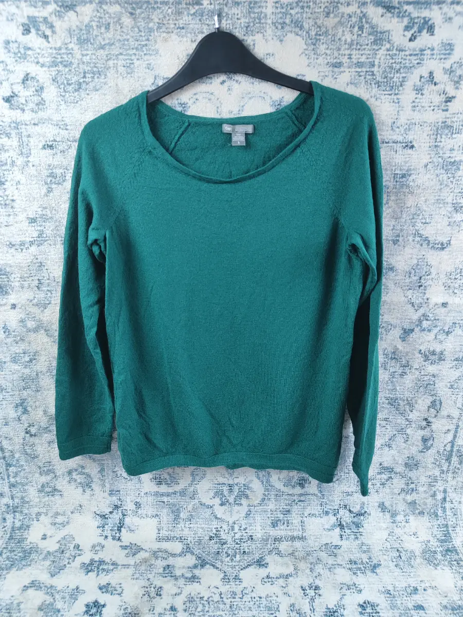 GAP Emerald Green 100% Italian Merino Wool Jumper - Size L