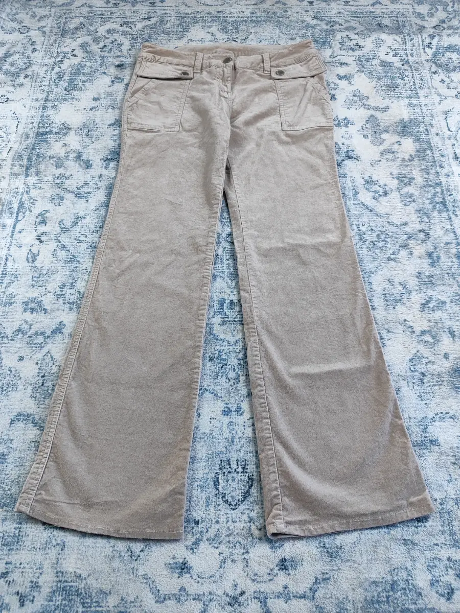 Vintage Refree Beige Corduroy Flare Pants Size 12 Y2K Wide Leg Trousers
