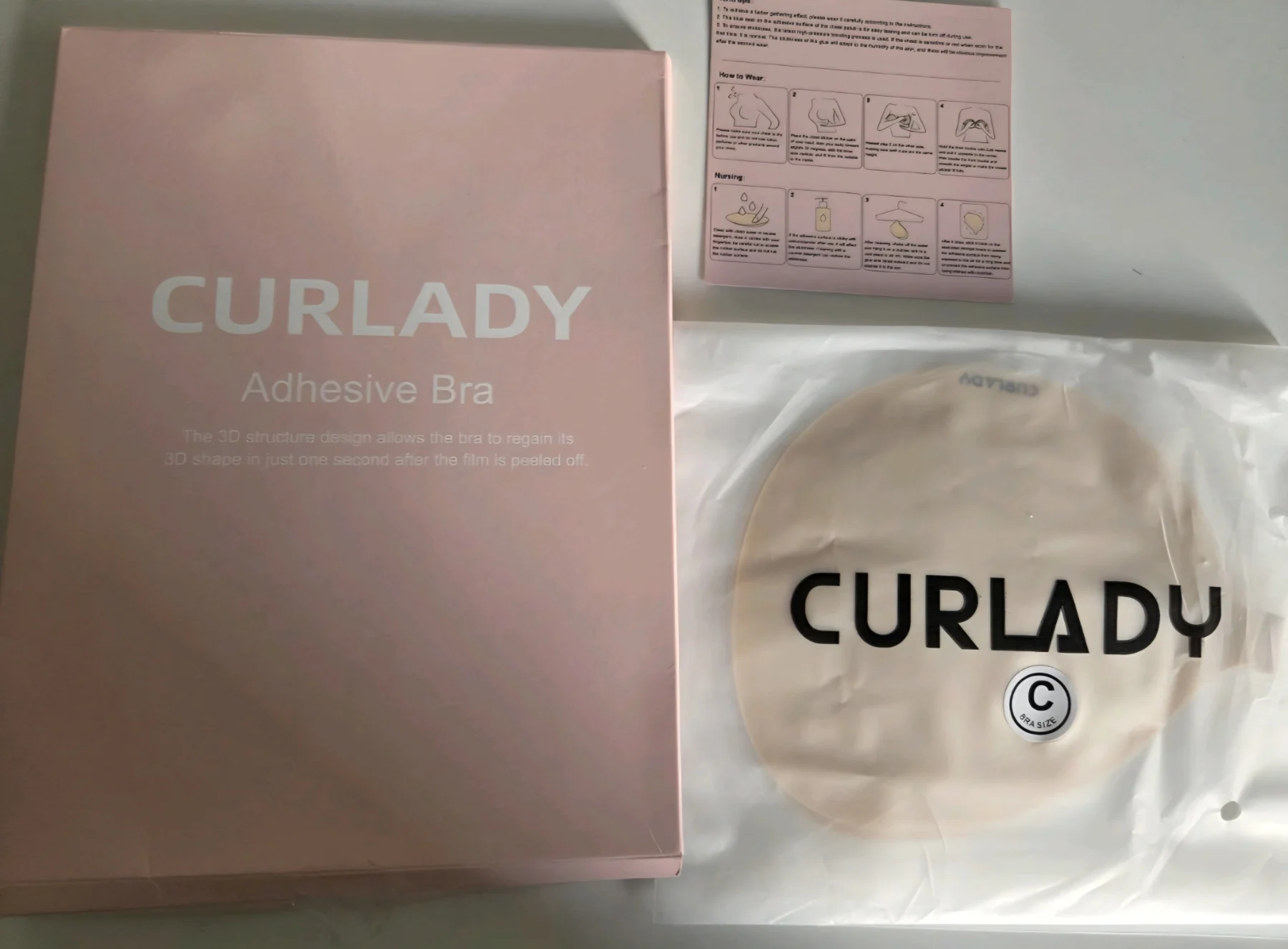 Curlady Adhesive Invisible strapless Bra C cup for summer party dresses etc