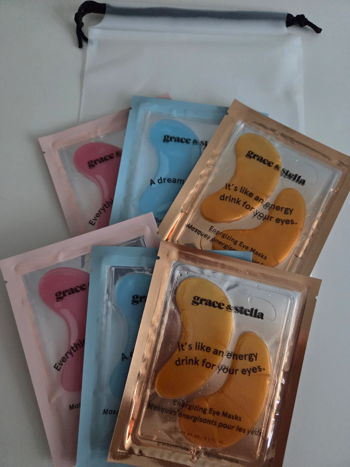Grace & Stella X6 pairs Mixed under eye masks Blue Pink Gold gift sets vegan