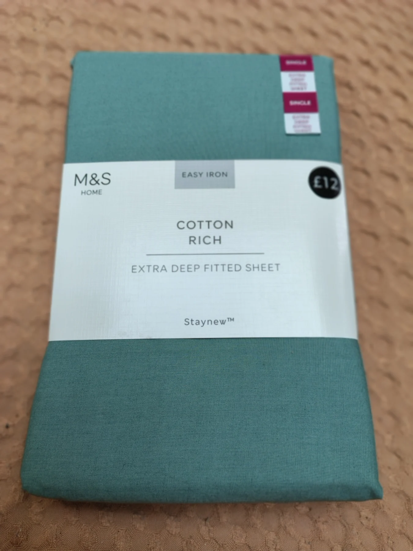 M&S extra deep fitted single sheet in green