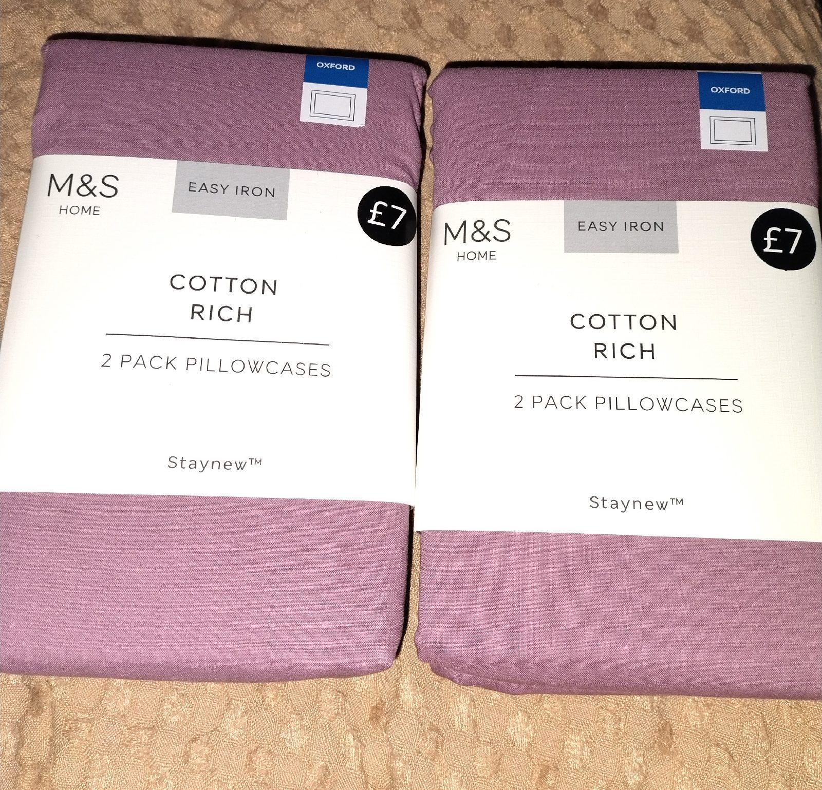 M&S Mauve Oxford pillowcases x 4