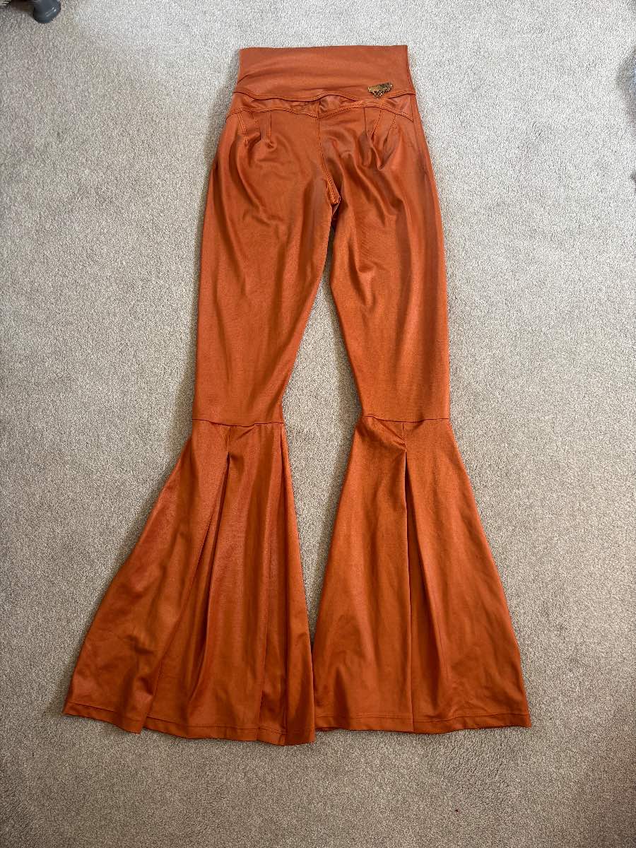 Retro Orange Bell flare trousers size xs