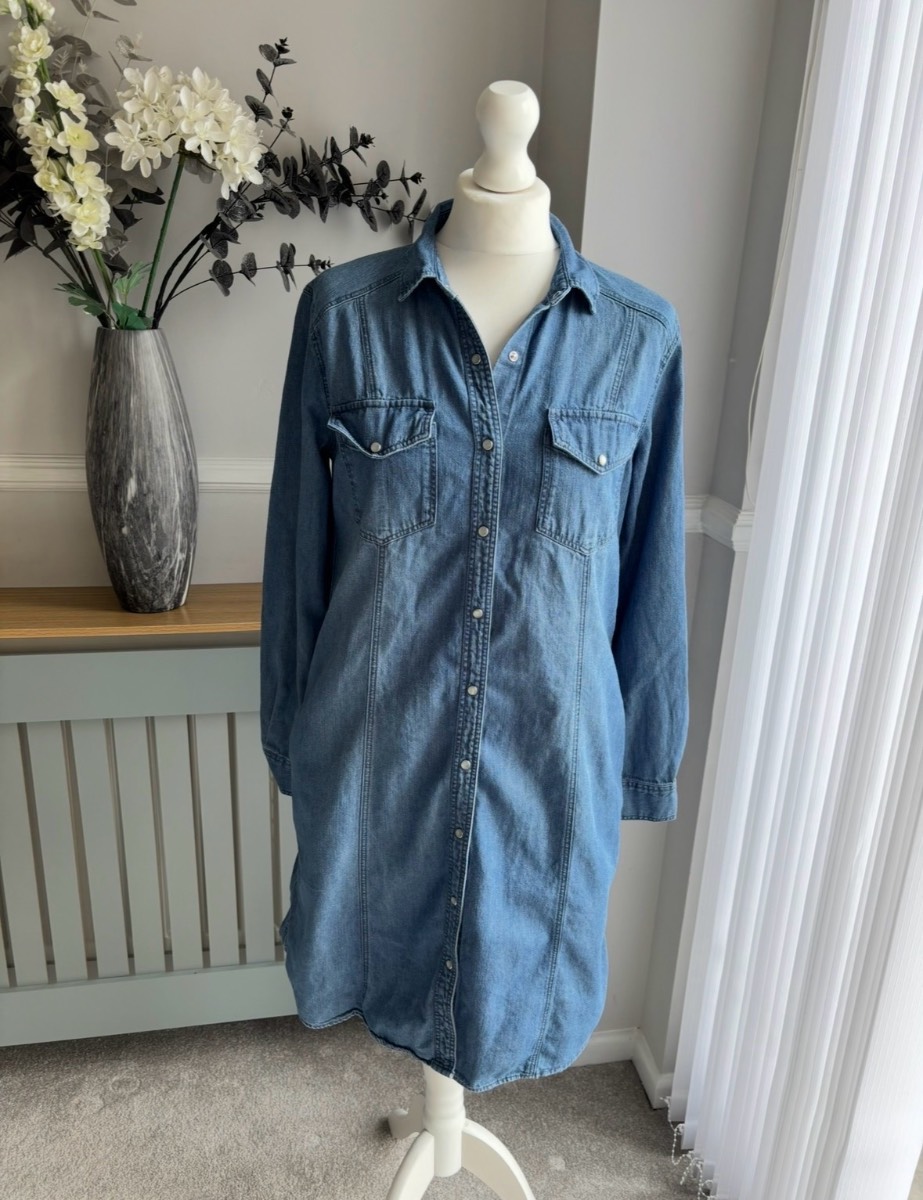 Gu, denim midi dress size medium (approx uk 12)