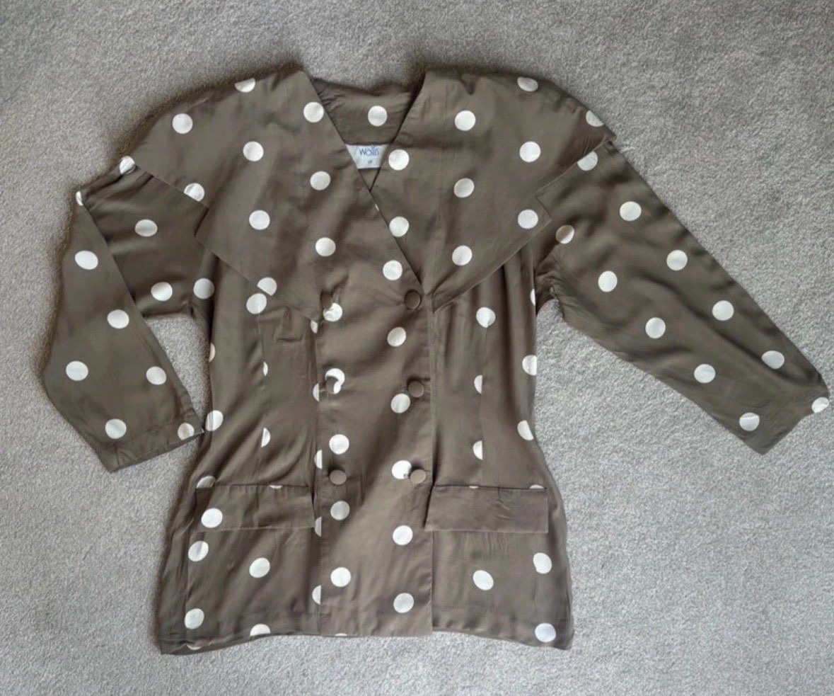 Vintage, 1980s Wallis double breasted polka dot jacket size uk 14
