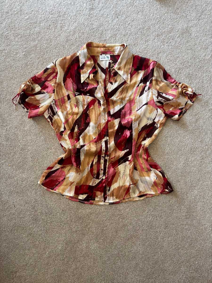 Vintage Seidel Moden button up mesh blouse size 10/12