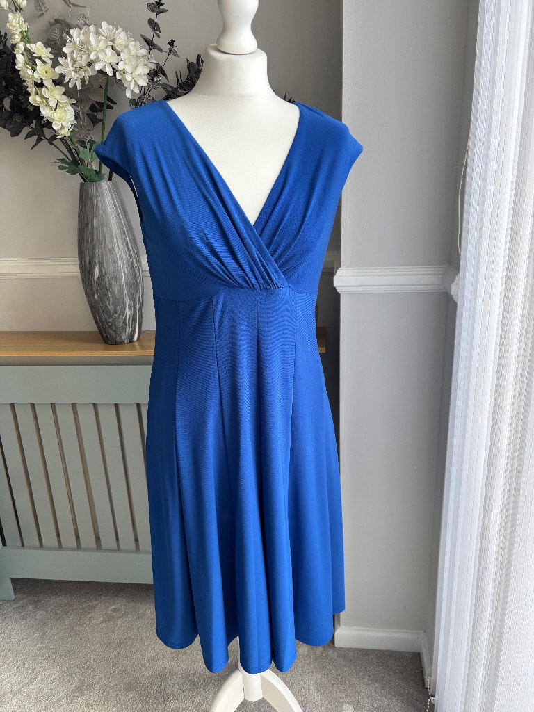 Ralph Lauren, blue midi dress size uk 10 p