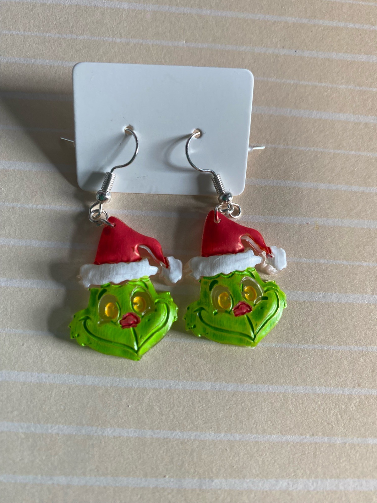 Handmade grinch earrings