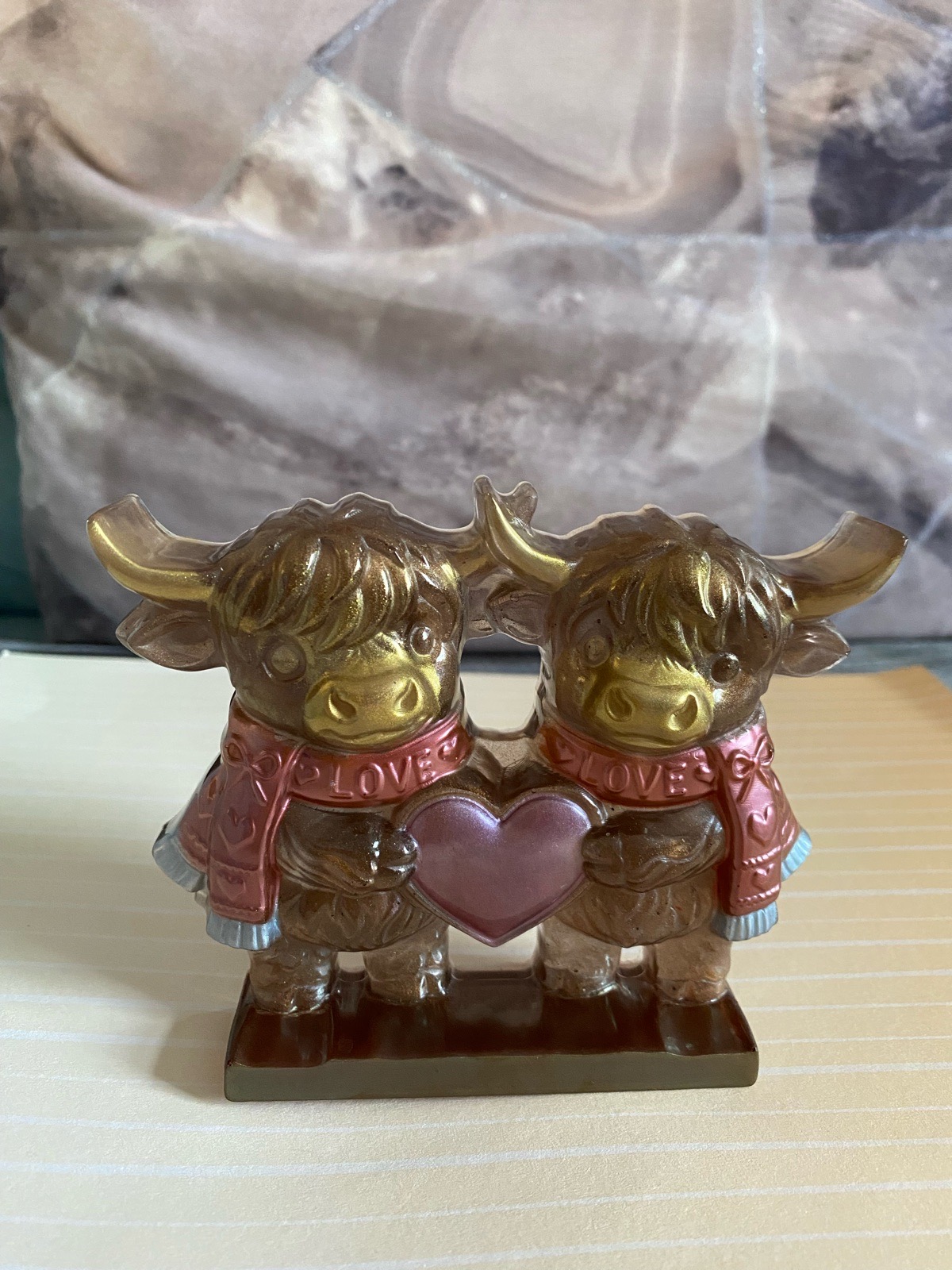 Handmade resin highland cow figurine