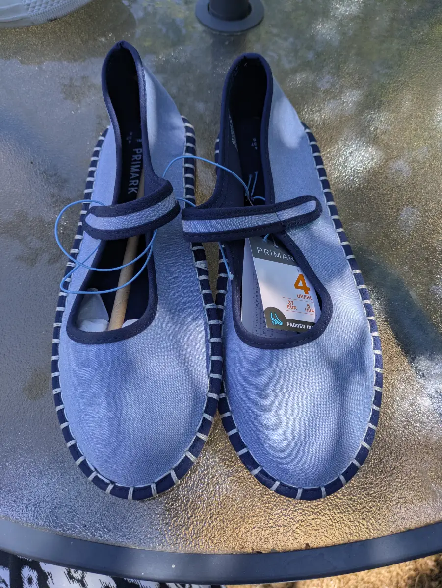 Brand New Primark Light Blue Canvas Mary Jane Espadrilles - Size UK 4 (EU 37)
