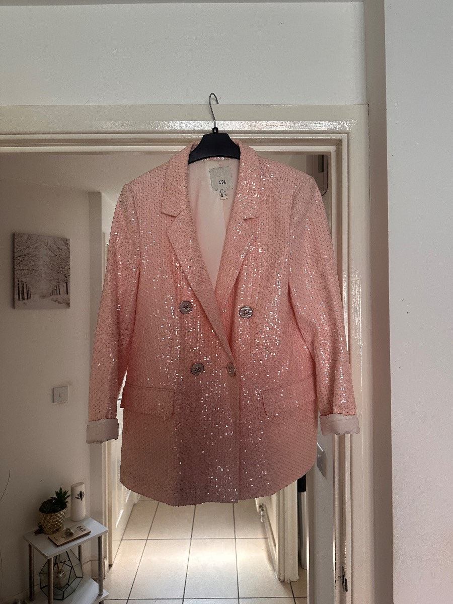 River Island pink sequin blazer uk 14