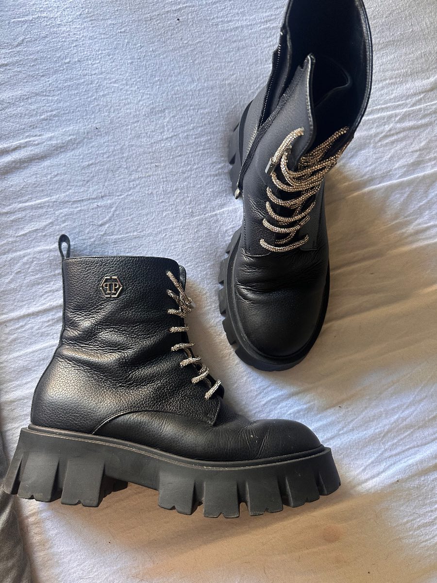 Philipp PLEIN  Diamante army combat boots - 40