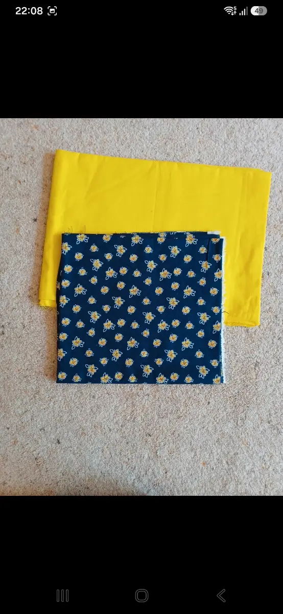 Navy cotton fabric with yellow flowers