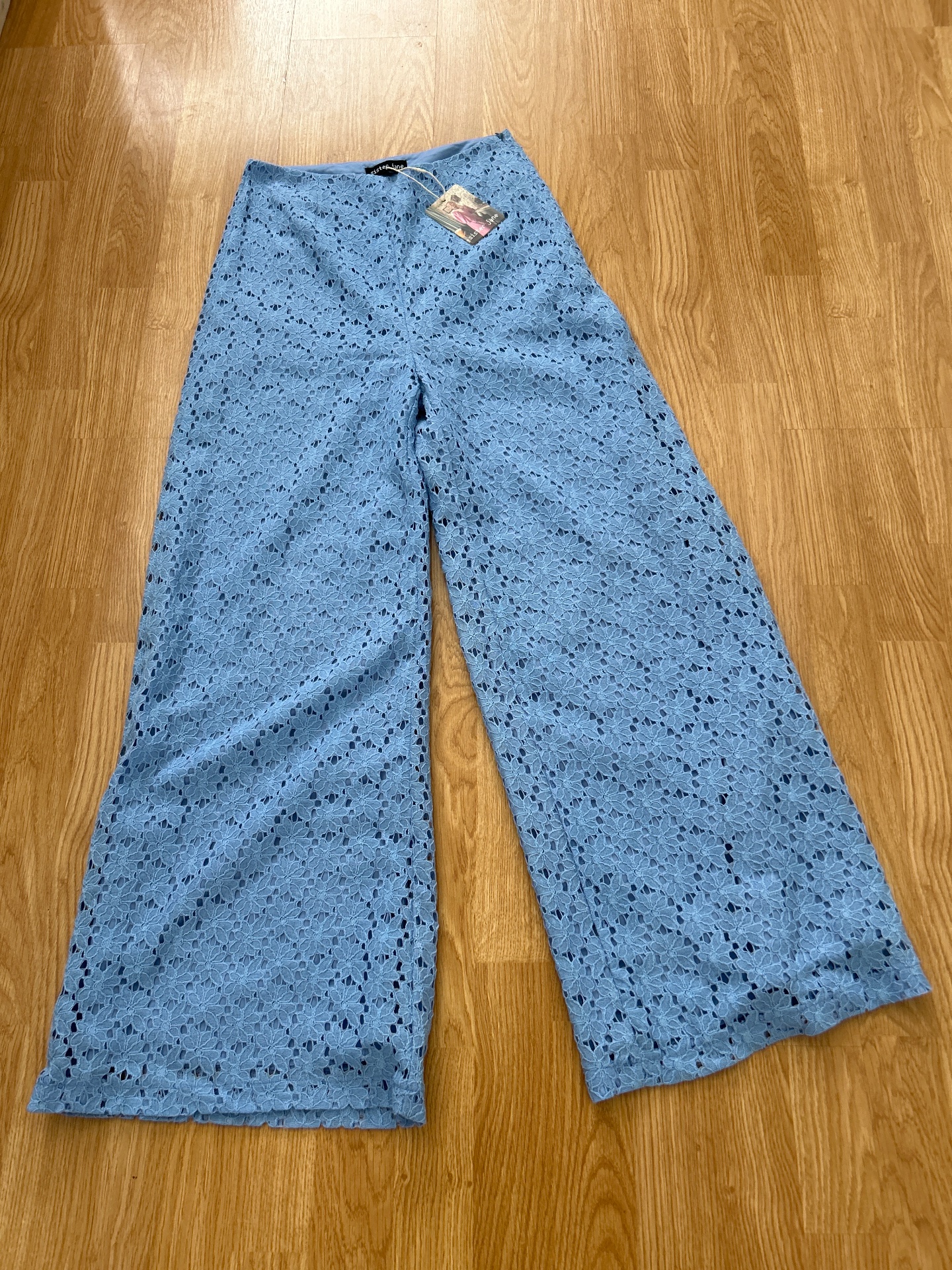 Sister Jane Blue Wide Leg Lace Trousers Size 8
