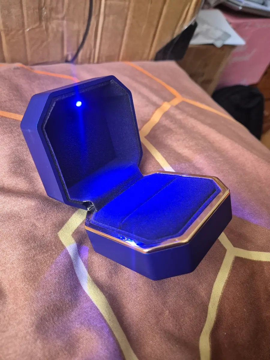 Ring Box Blue Pendant Earrings With LED Light Engagement Wedding Luxury Box