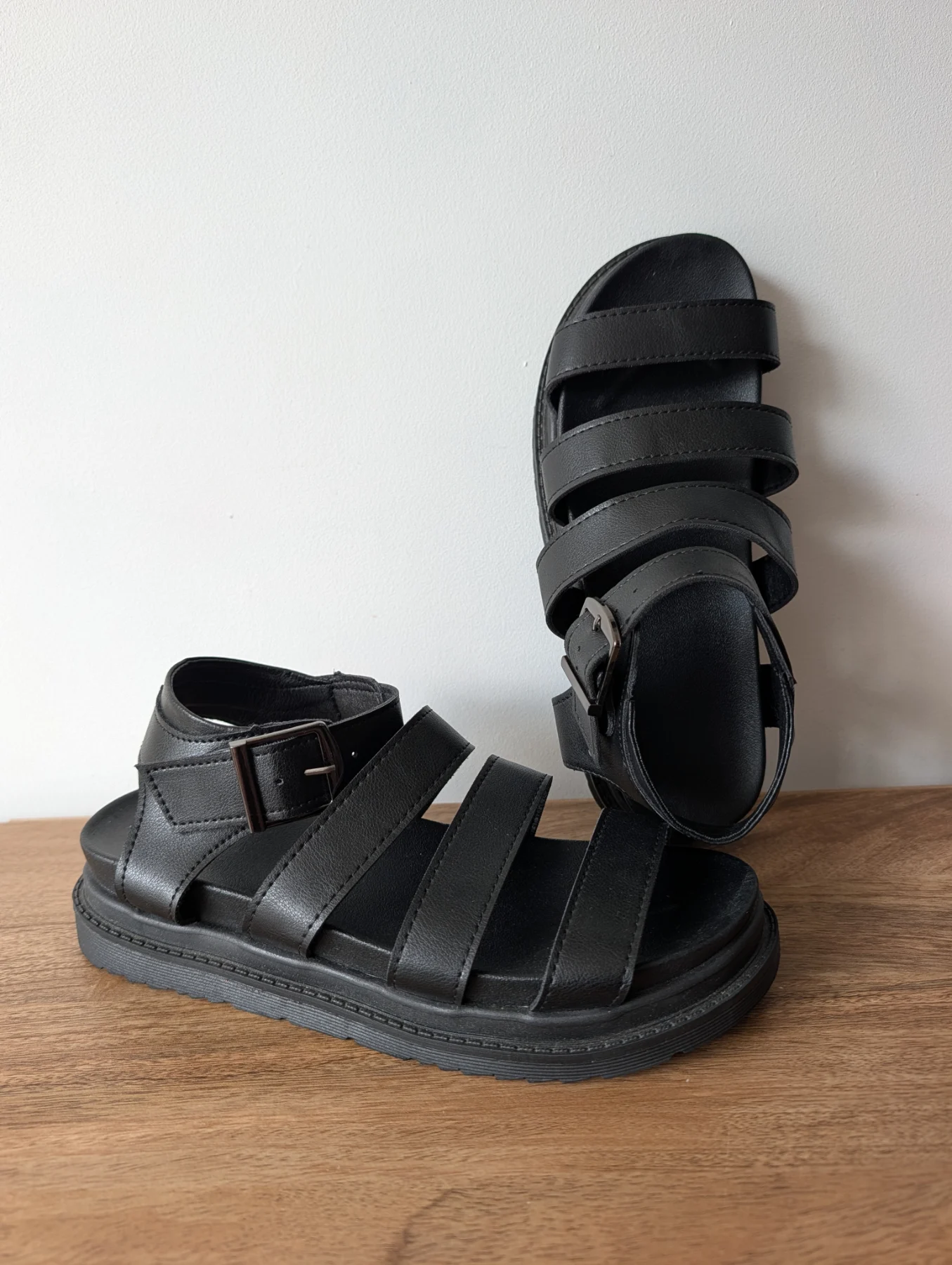 Black strappy gladiator Dr martens style sandles