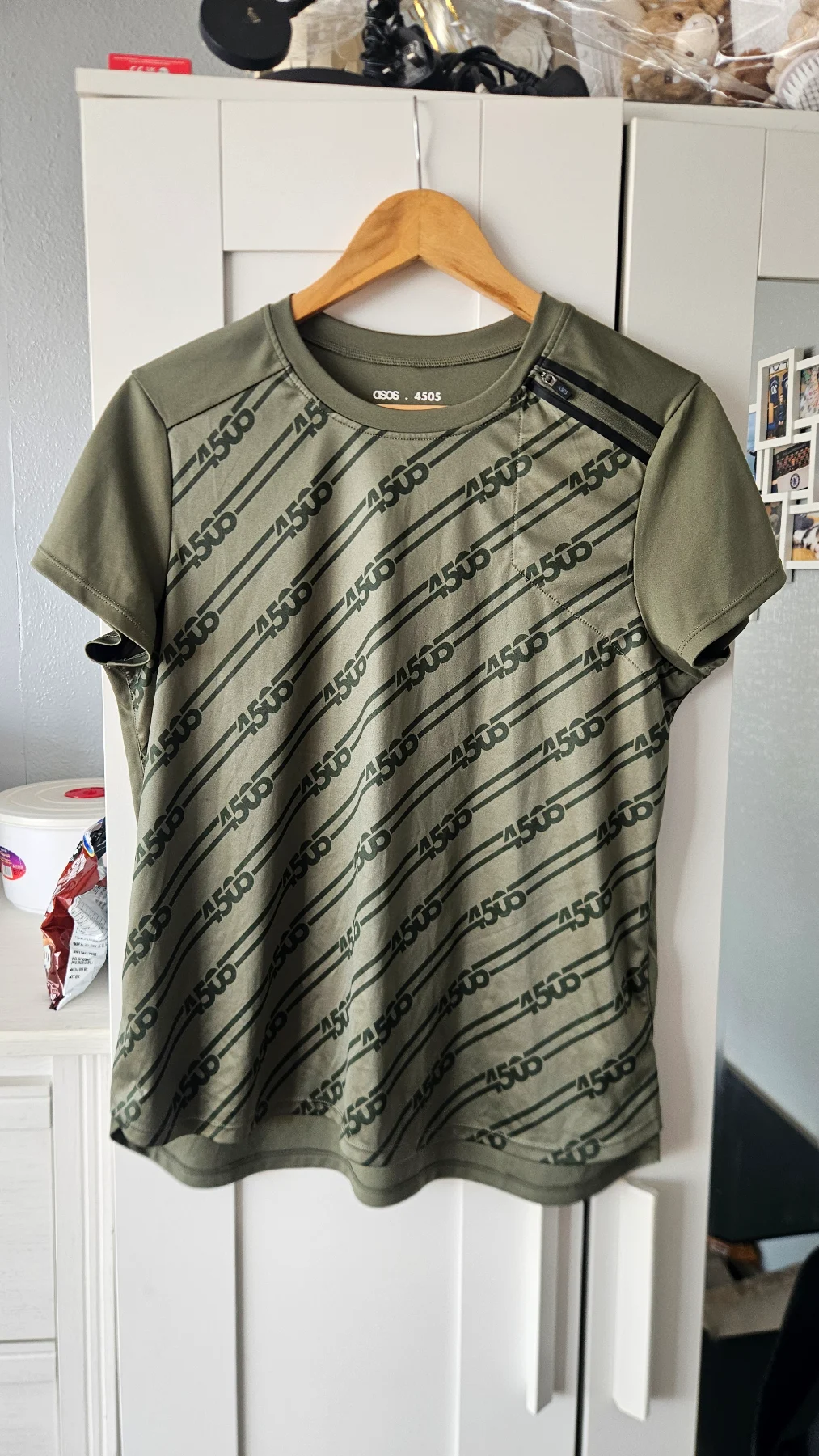 Asos running top size 12. Khaki. Shoulder pocket.