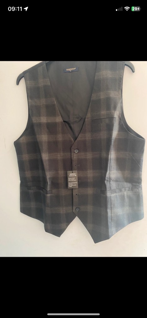 Men’s formal check grey waistcoat