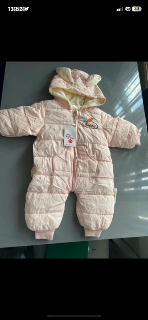 Babies pink winter snowsuit