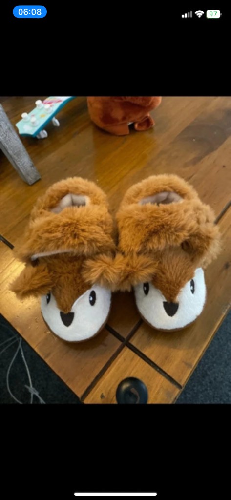 Toddlers furry fox slippers