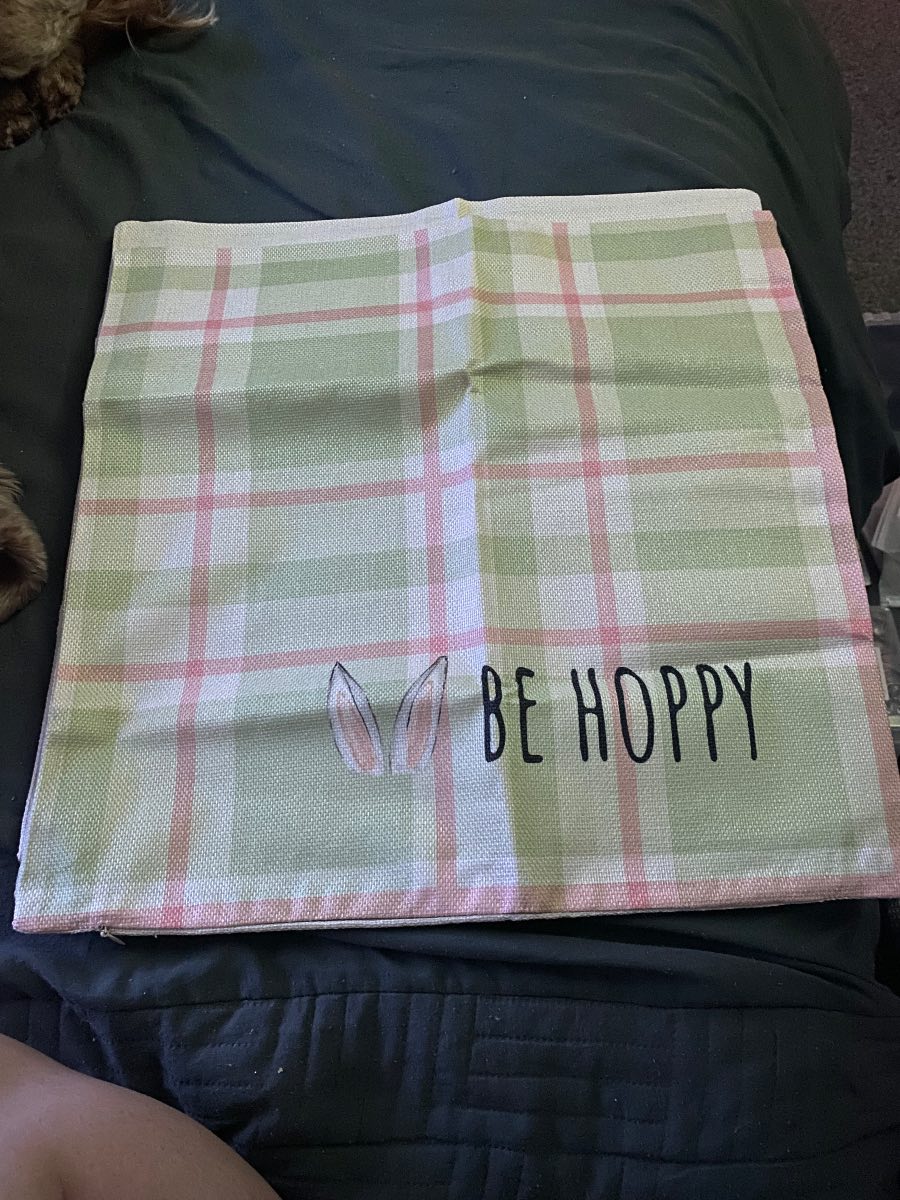 Green stripe bunny ears easter cushion covers