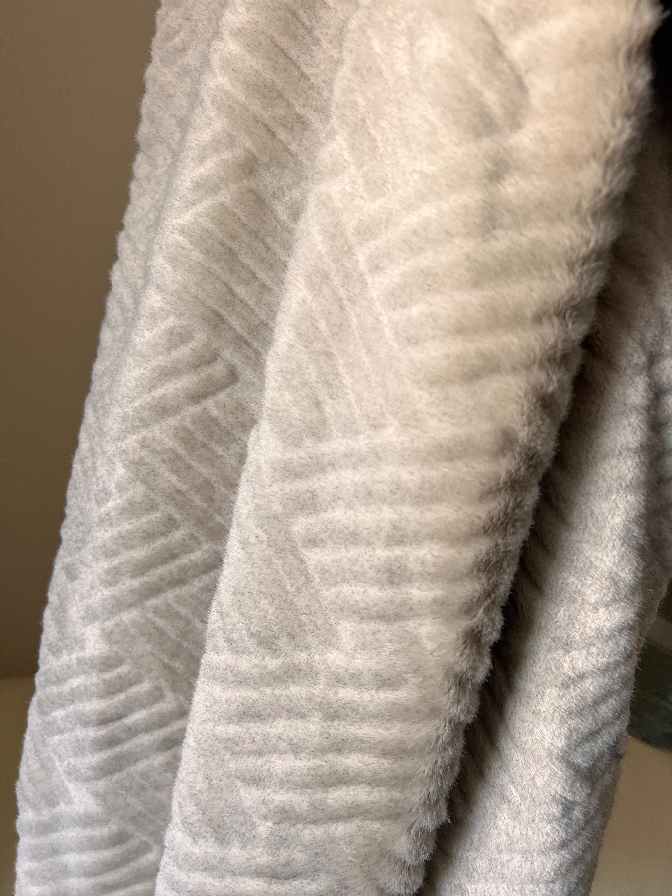 Luxurious Natural Basset Embossed Faux Fur Throw Next
