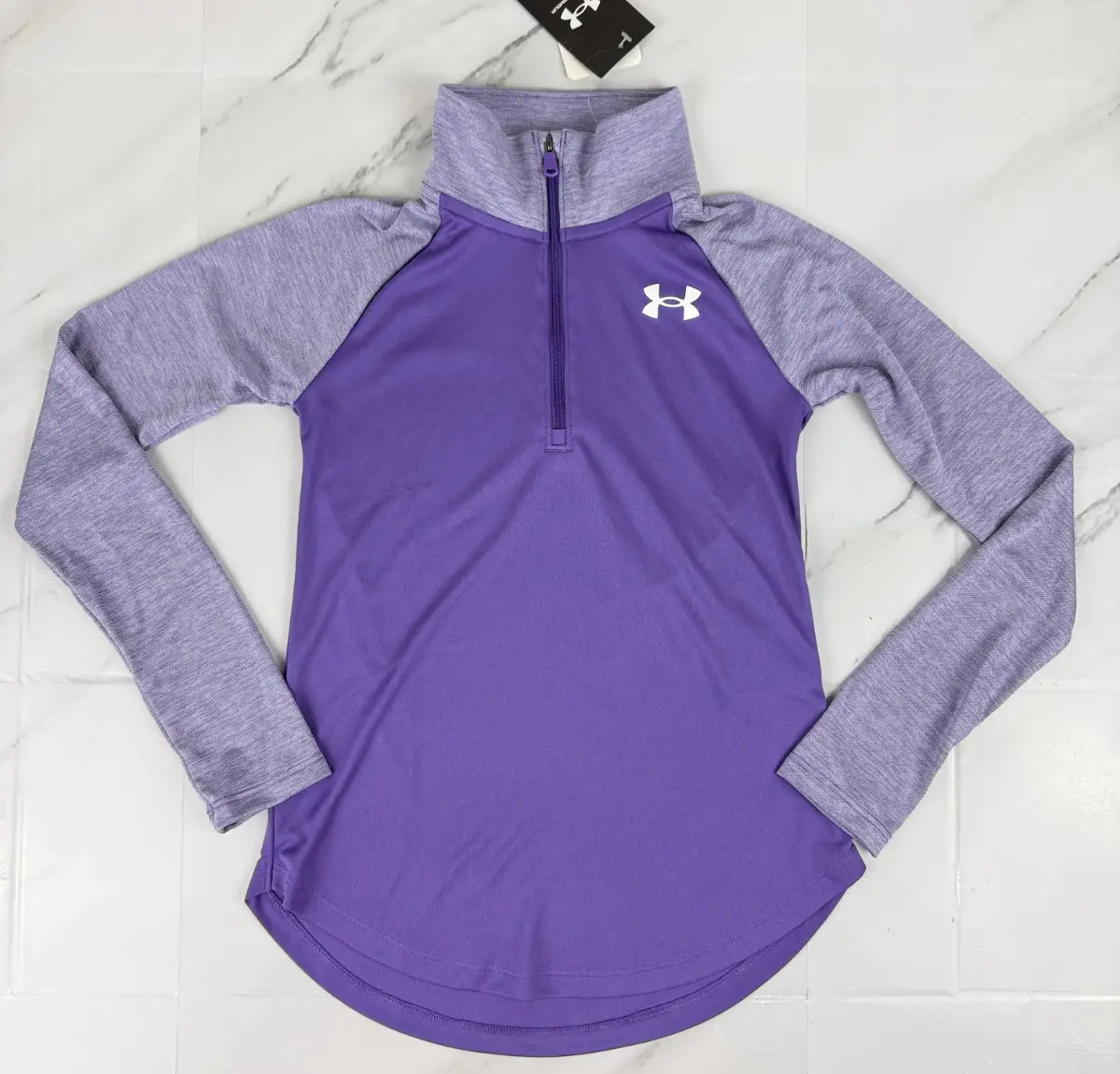 Girls Under Armour  Tech 1/2 Zip Top Size Medium Age 10-11 Years Purple S0471