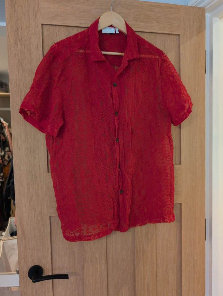 ASOS red sheer snake print blouse — UK 12-14