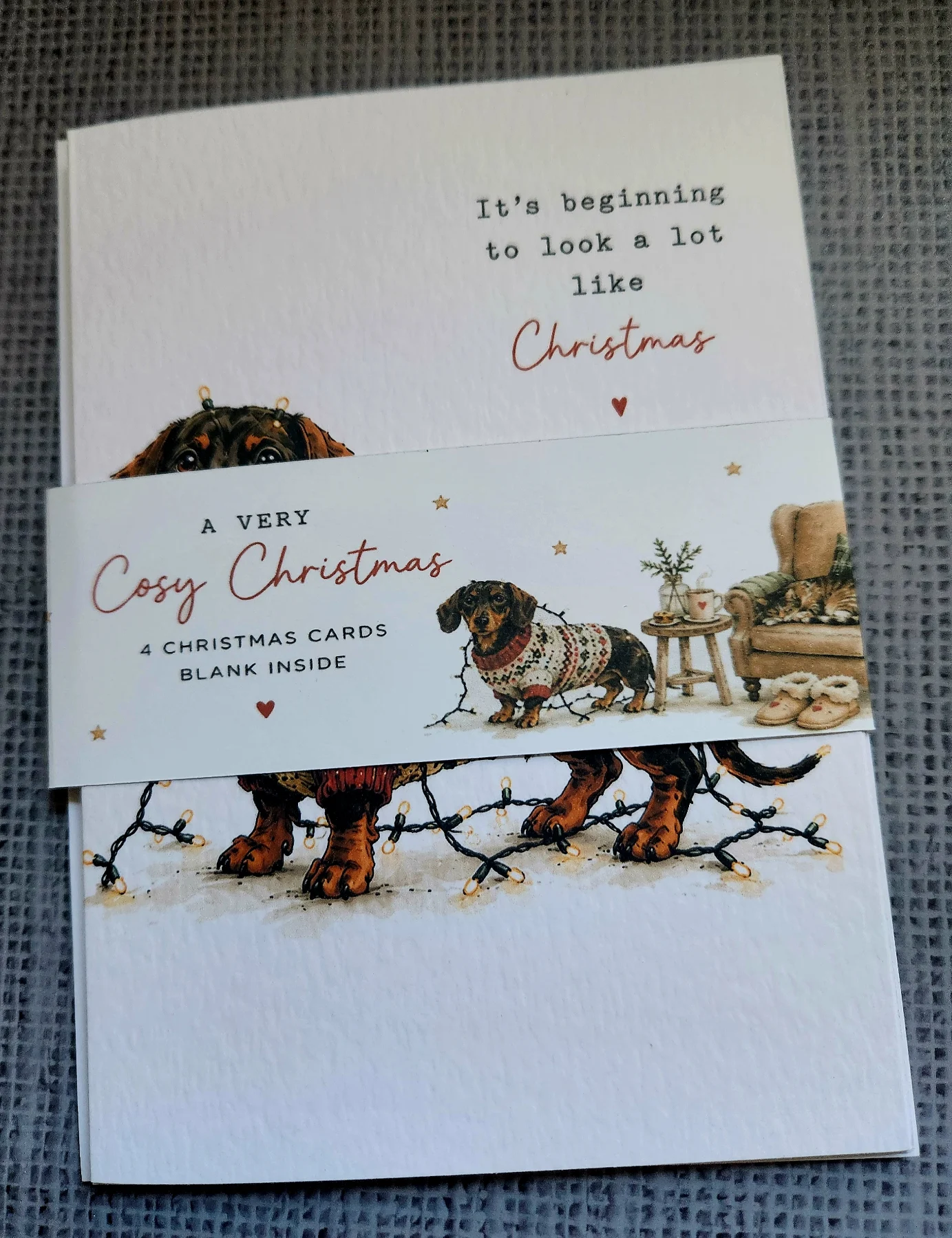 Set 4 Unique Christmas Cards 5x7