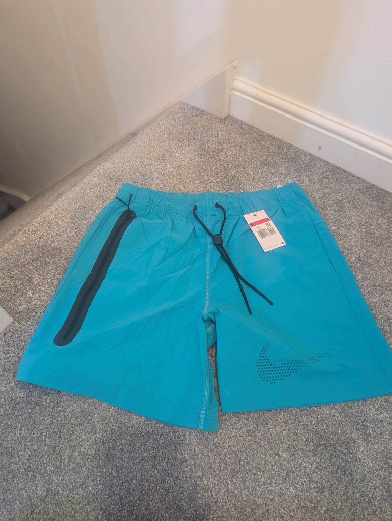 Nike tech shorts blue, mens large.