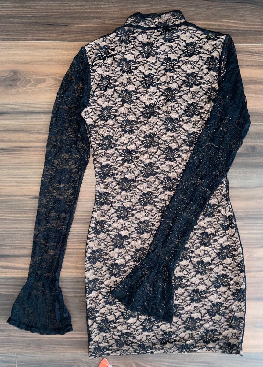 Ego Flared Sleeve Lace Mini Dress
