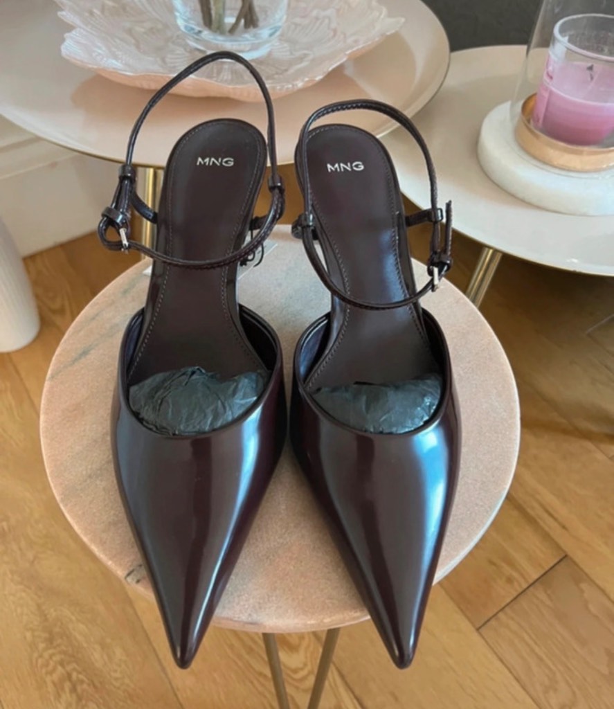 NWB Mango Burgundy Ankle Strap Kitten Heel Slingbacks Size Uk 5 EU 38 RRP £45.99