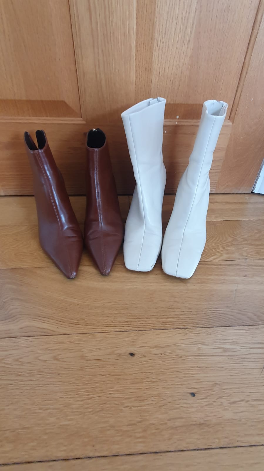 Mango Two Pairs Ankle Boots Brown & Off White UK 5