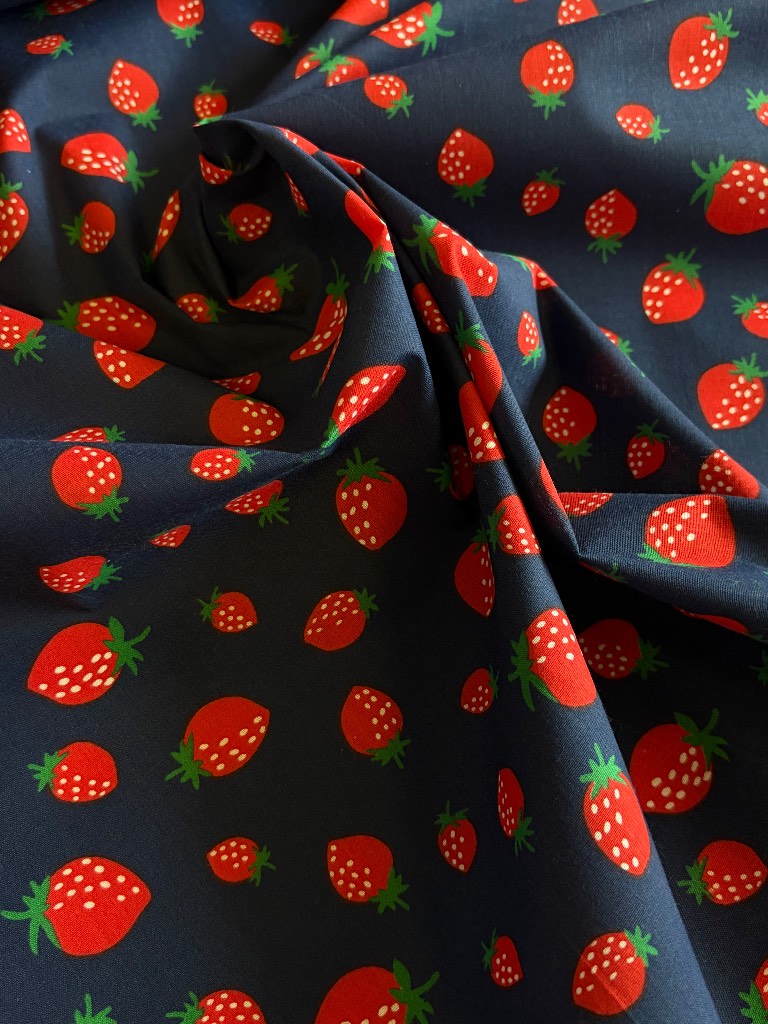 Strawberry poly cotton fabric ideal for crafts
