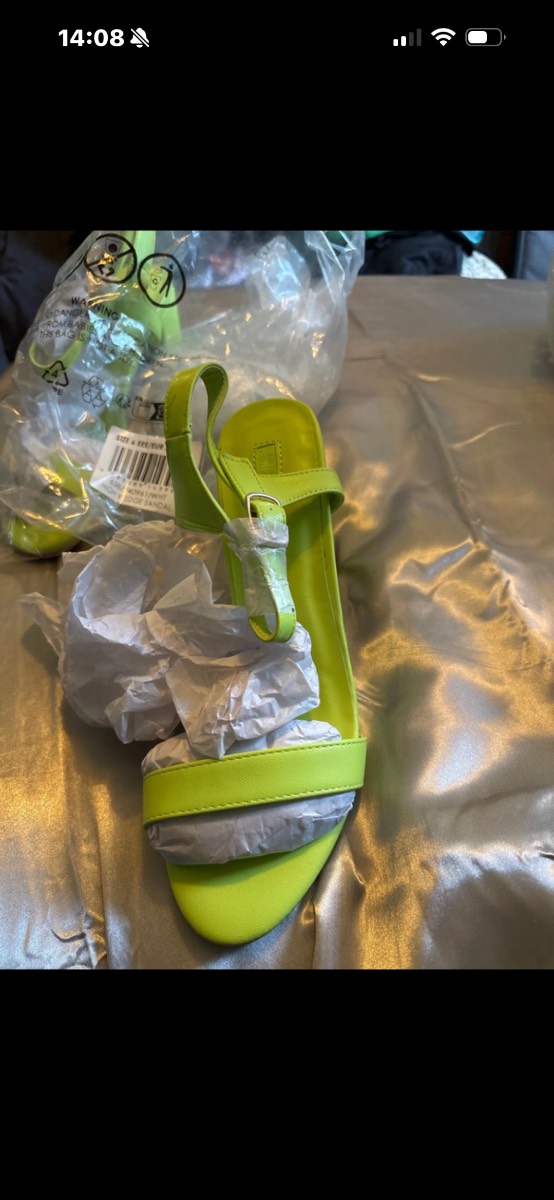 Neon green block heels
