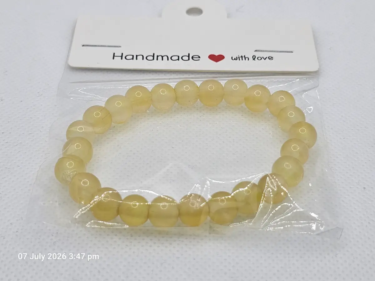 Handmade yellow beaded bracelet 15cm
