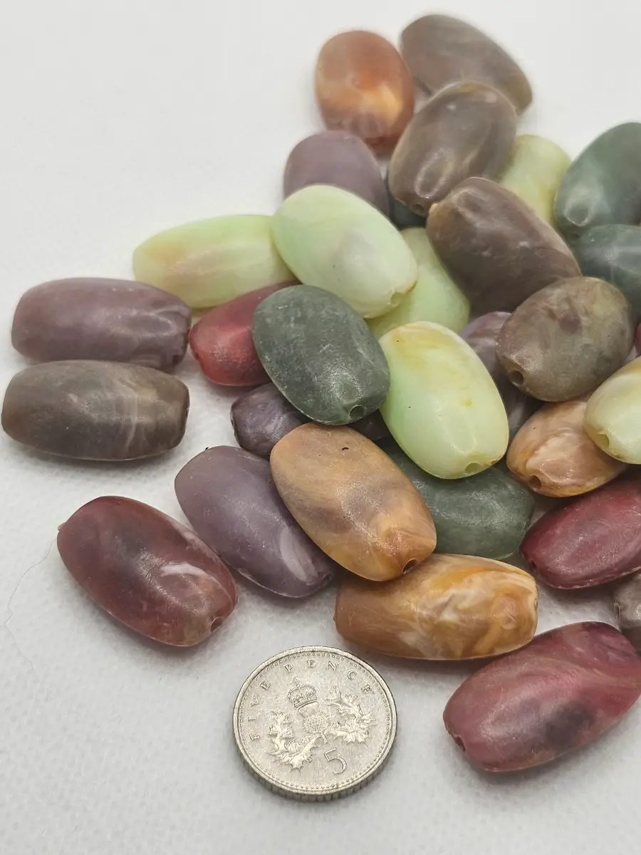35 multi coloured flat beads