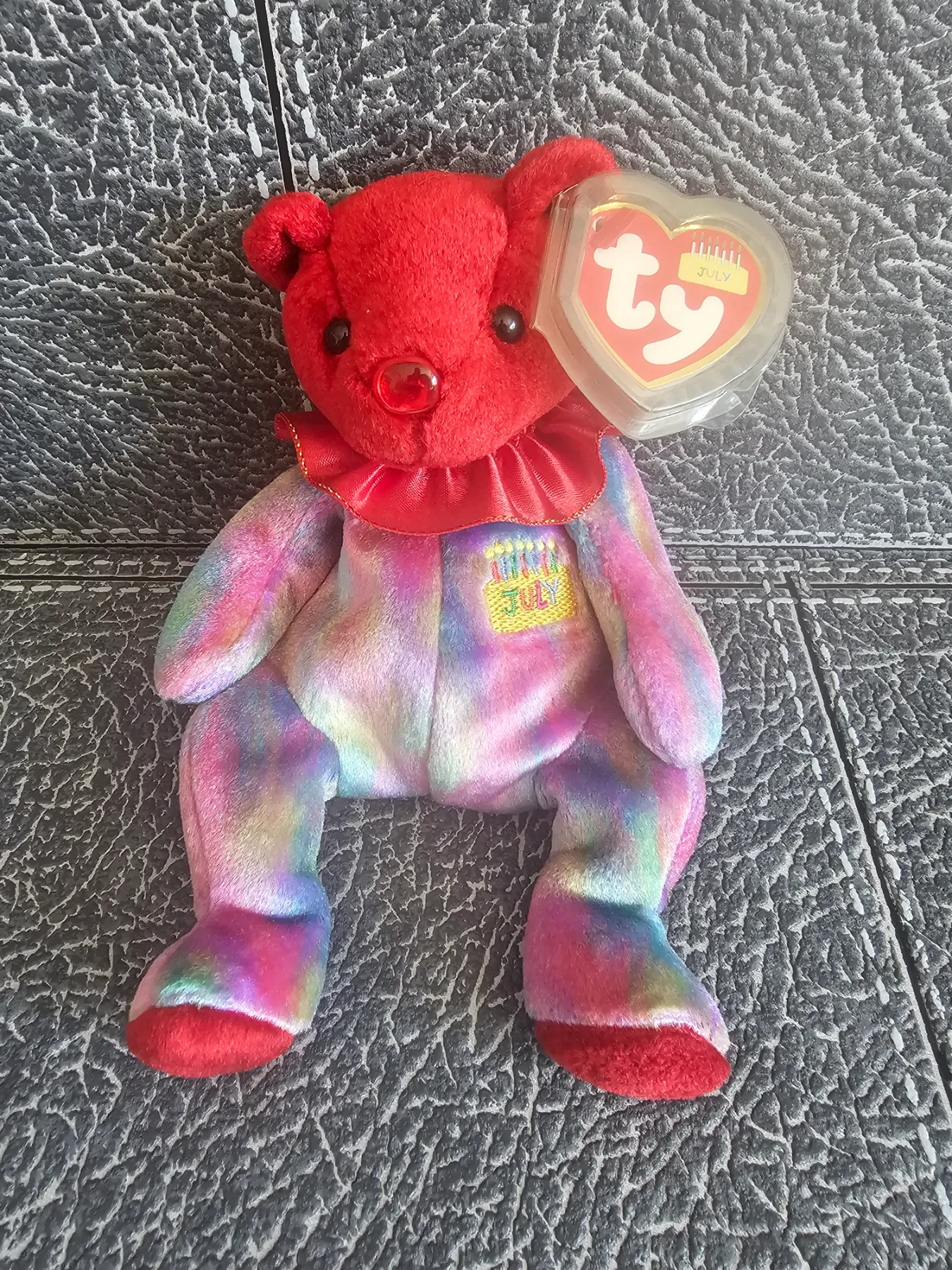 TY Beanie Babies July the Birthday Bear With Tags Retired 2001 Vintage