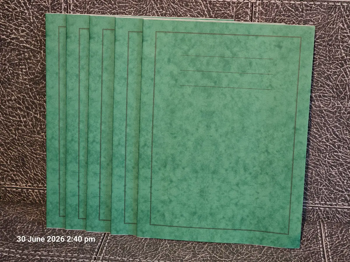5 green writing book lined paper