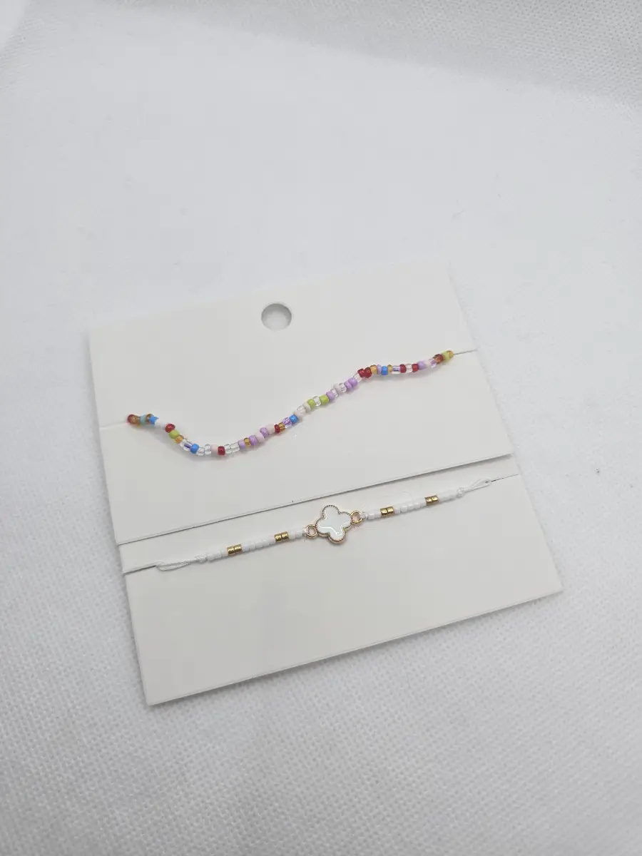2 Handmade Bracelets white and multi