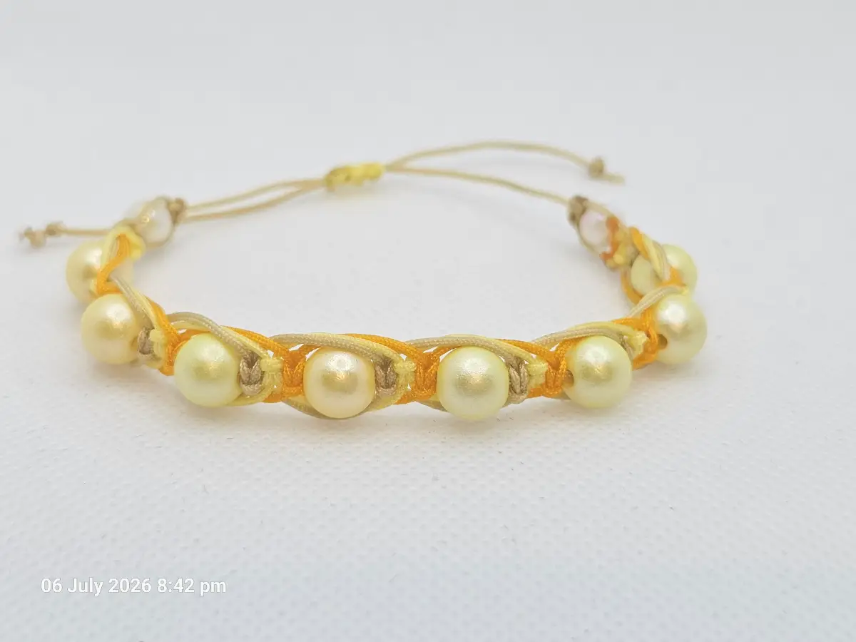 Yellow Macrame Adjustable Bracelet Handmade