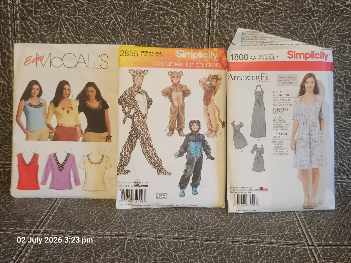 3 sewing patterns