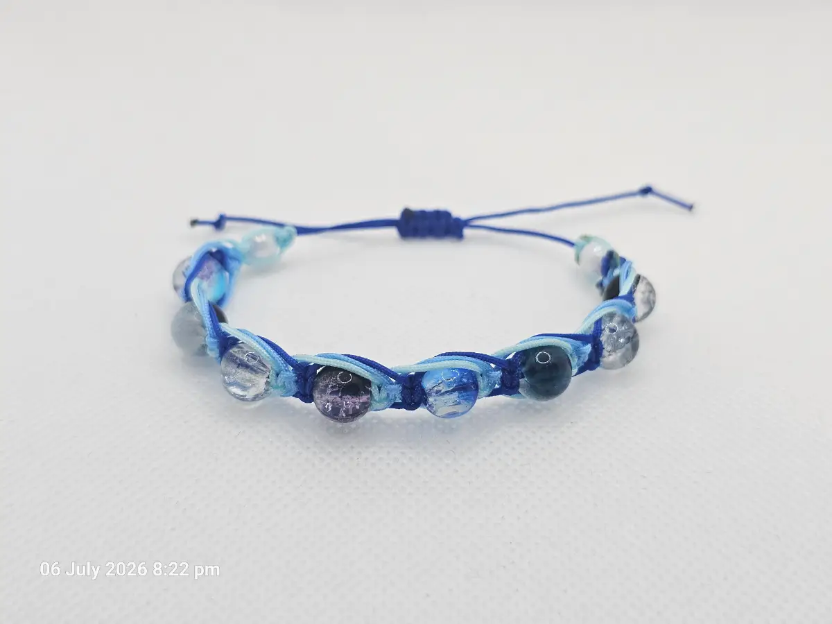 Blue macrame handmade bracelet
